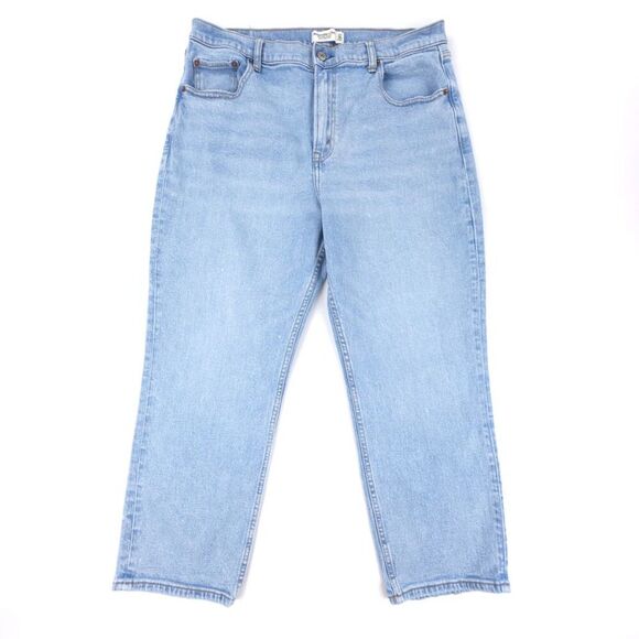 ABERCROMBIE 90s Straight Ultra High Rise Jeans Clean Girl Minimal Y2k Light Wash - Picture 1 of 8